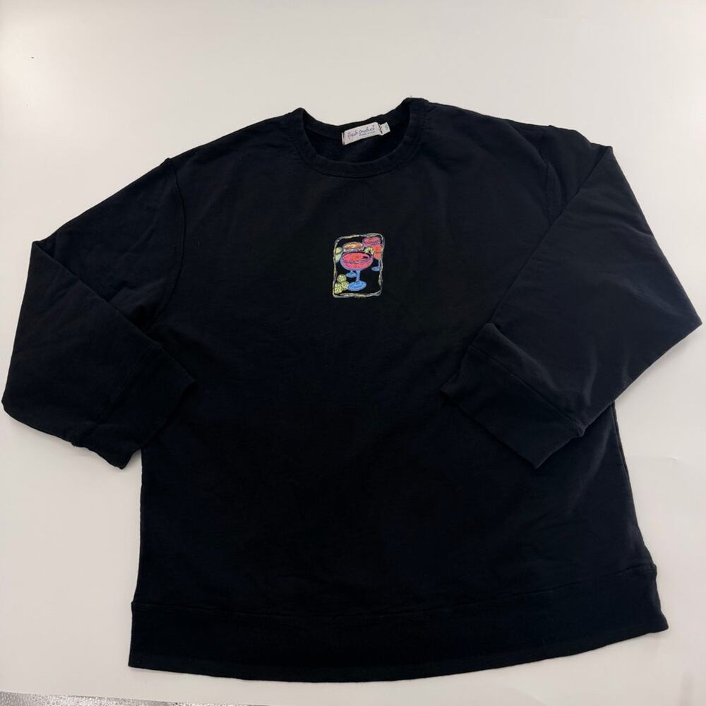 Fresh Produce Black Crewneck Vintage Women’s Martini Glass Small Made in USA